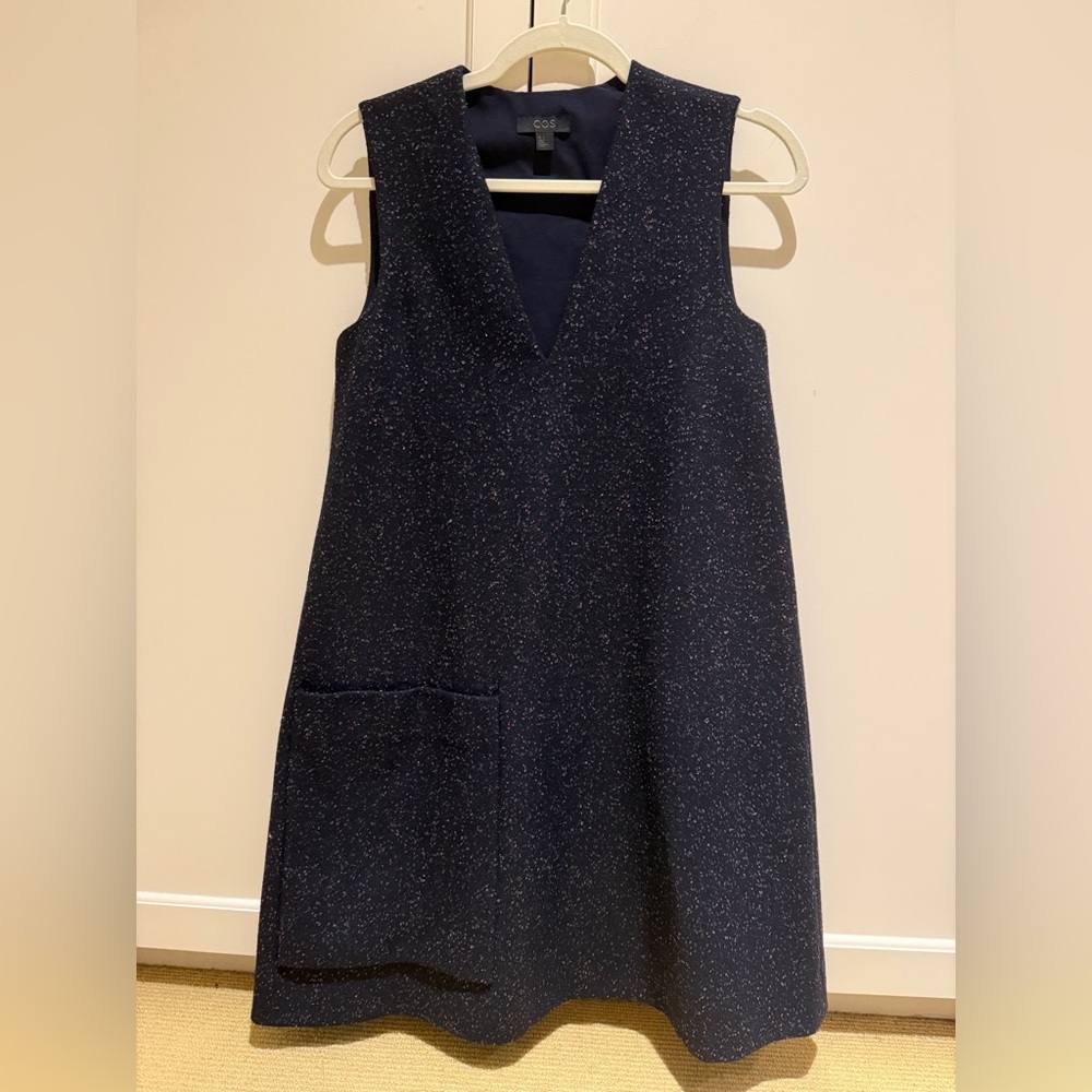 COS Navy Wool Mini Dress